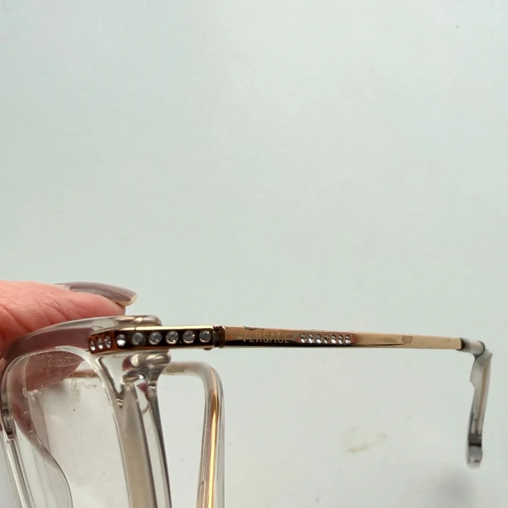 Versace Eyeglasses Gold and Clear Eyewear Chic Sophisticated Retail $310